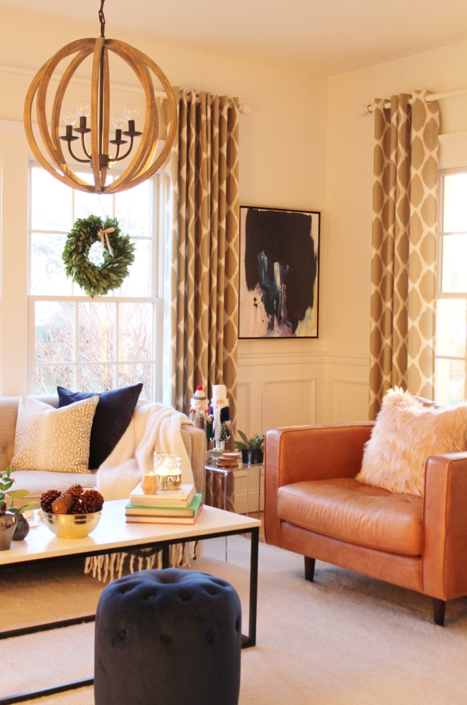 Navy + Blush Christmas Family Room Tour-City Farmhouse