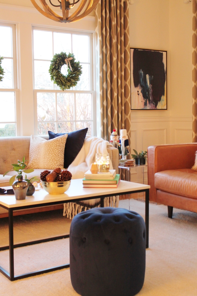 Navy + Blush Christmas Family Room Tour-City Farmhouse