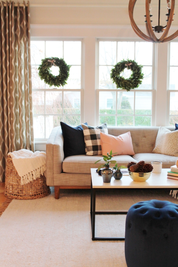 Navy + Blush Christmas Family Room Tour-City Farmhouse