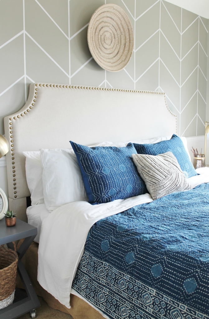 Master Bedroom Makeover-Mixing It Up With Indigo-Annie Selke Bedding + Rug-Resist Indigo Dot Bedding + Teca Dash & Albert Rug-Goa Pillow + Mara Throw-Pine Cone Hill + Dash & Albert