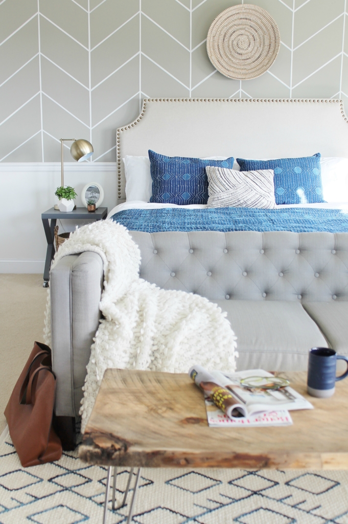 Master Bedroom Makeover-Mixing It Up With Indigo-Annie Selke Bedding + Rug-Resist Indigo Dot Bedding + Teca Dash & Albert Rug-Goa Pillow + Mara Throw-Pine Cone Hill + Dash & Albert