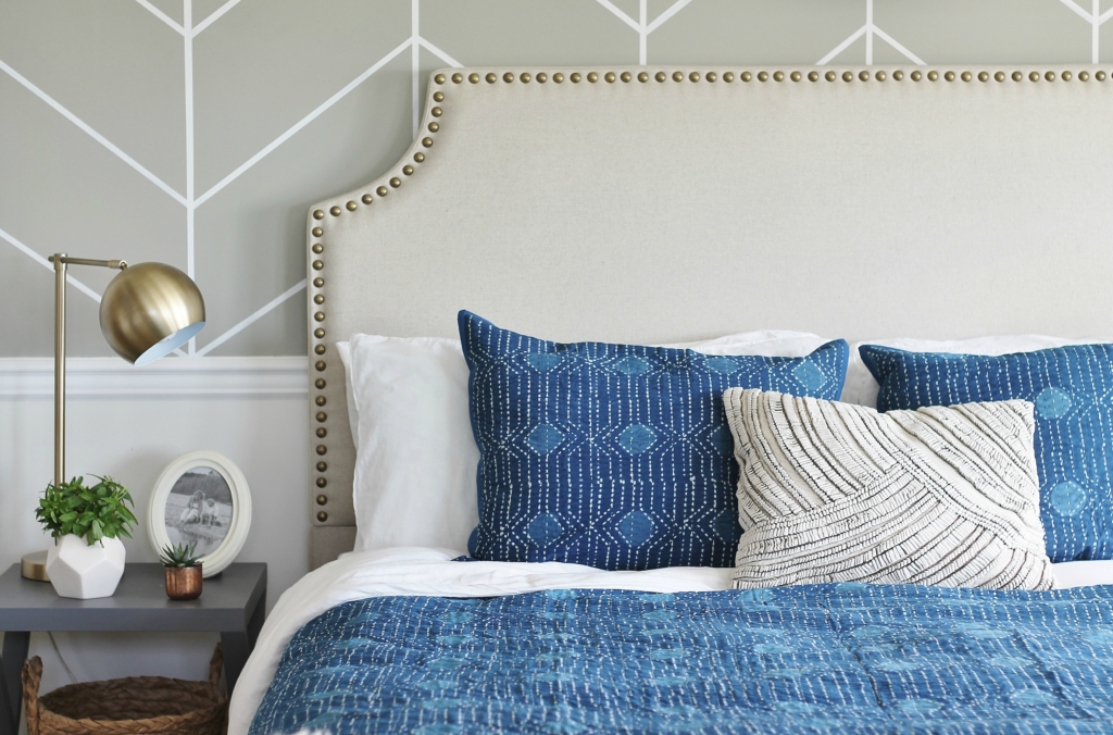 Master Bedroom Makeover-Mixing It Up With Indigo-Annie Selke Bedding + Rug-Resist Indigo Dot Bedding + Teca Dash & Albert Rug-Goa Pillow + Mara Throw-Pine Cone Hill + Dash & Albert