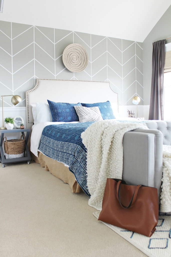 Master Bedroom Makeover-Mixing It Up With Indigo-Annie Selke Bedding + Rug-Resist Indigo Dot Bedding + Teca Dash & Albert Rug-Goa Pillow + Mara Throw-Pine Cone Hill + Dash & Albert