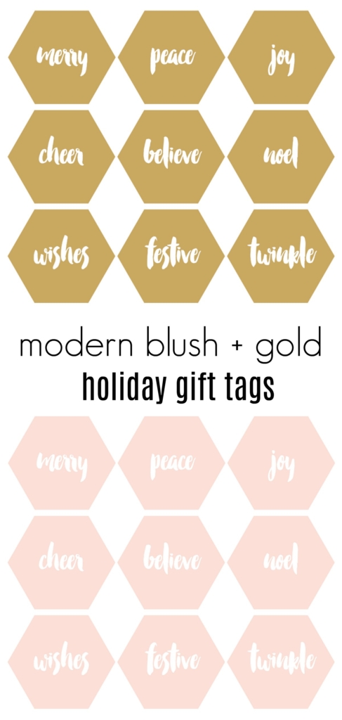 Free Printables:Modern Blush + Gold Holiday Gift Tags