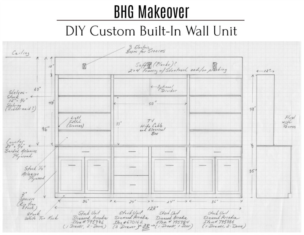 BHG Makeover: DIY Custom Built-In Wall Unit - City Farmhouse by