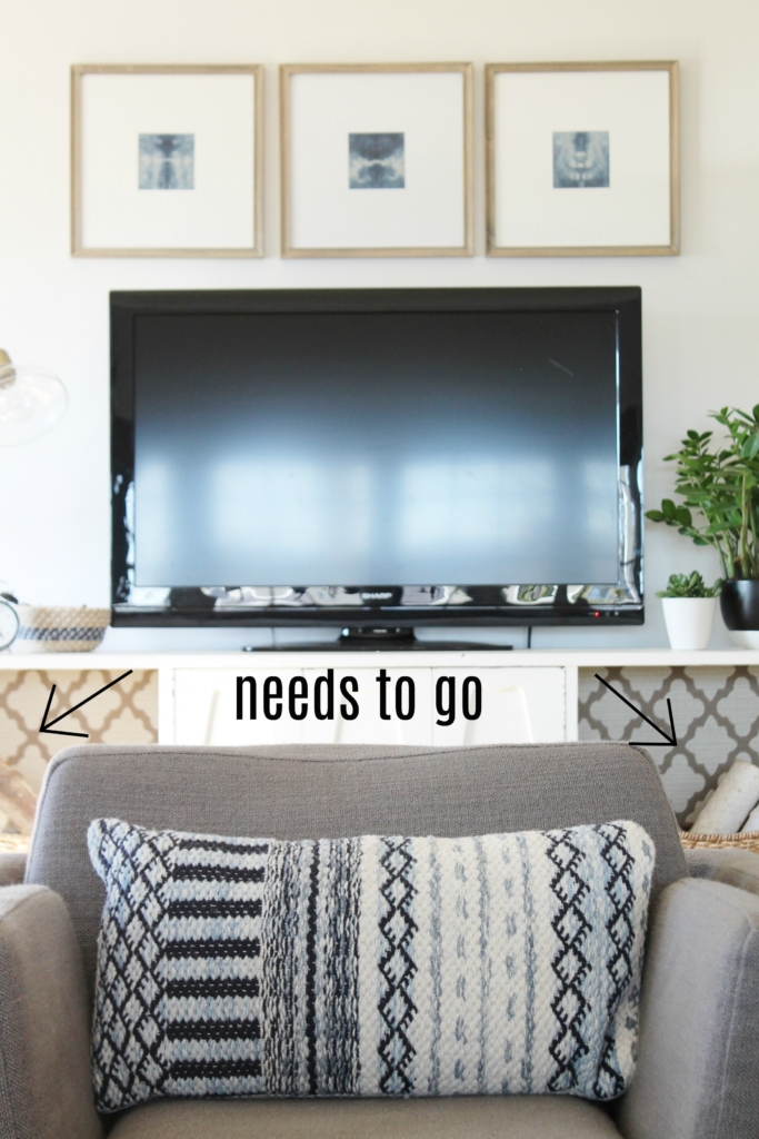 Details On My White Family Room: Paint, Curtains, Art + More. Sherwin-Williams Snowbound. Abstract Black & White Art. Linen Sectional Ikea. Waterfall Table. Indigo Curtains. City Farmhouse