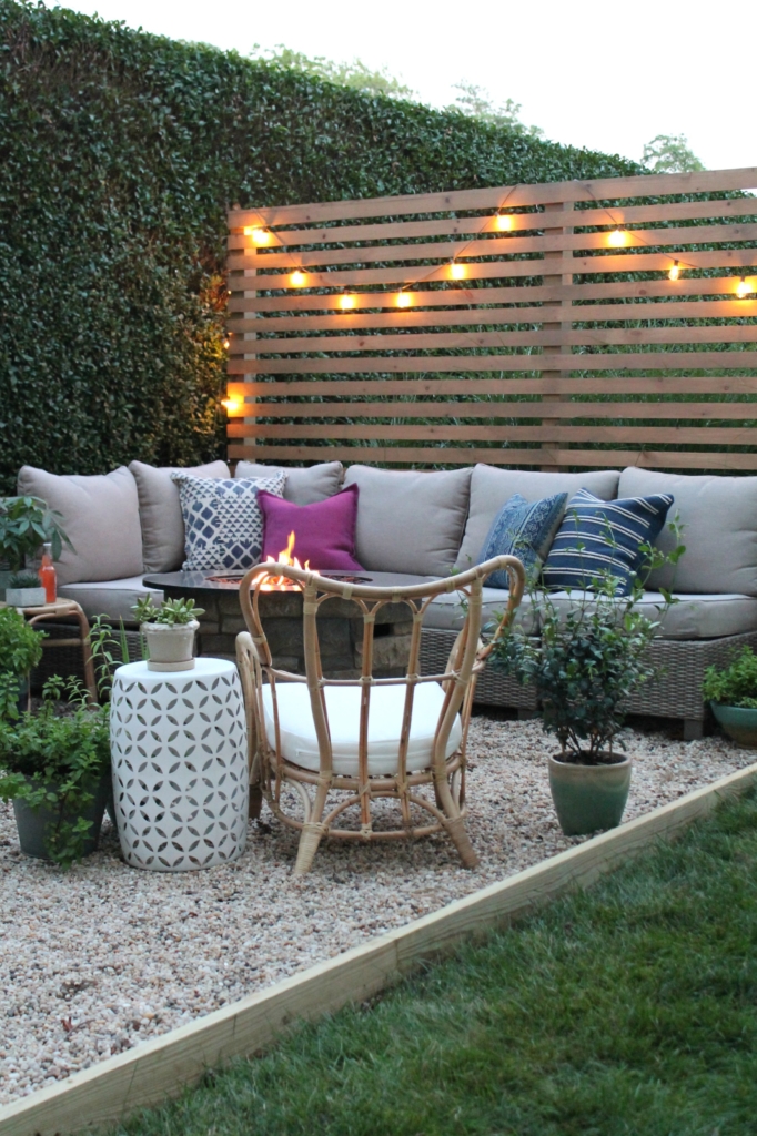 Night time vibes-small, modern backyard makeover