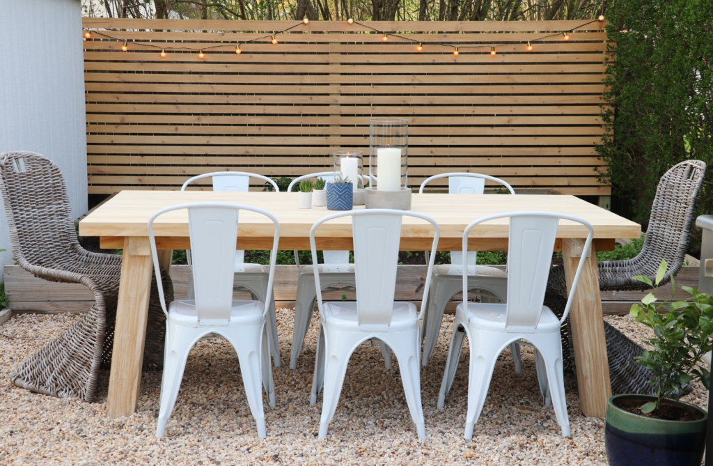 City Farmhouse Pea Gravel Patio and DIY Privacy Screen