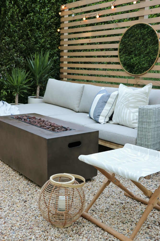 Easy Pea Gravel Patio-Scandinavian-Outdoor Living-Outdoor Sectional-Privacy Screen-Modern Living-Fire Table-Target-Article-Serena + Lily-Tropical Outdoor Oasis-California Living