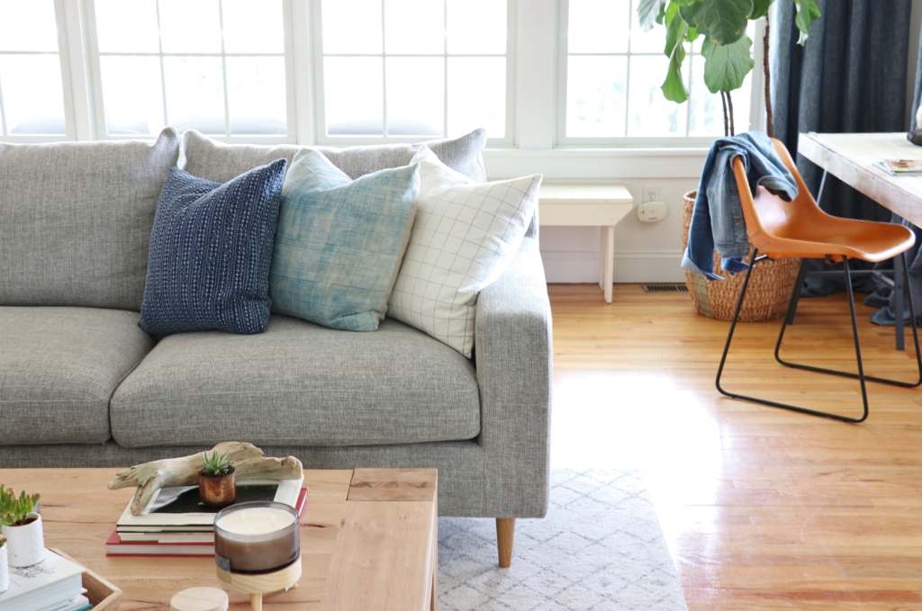 My New Sloan Sectional Finally Revealed from Interior Define. Pebble Weave in Dove.