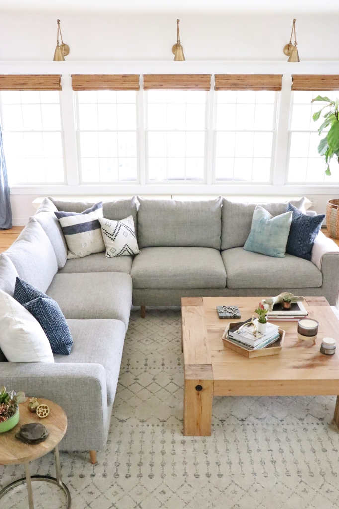 My New Sloan Sectional Finally Revealed from Interior Define. Pebble Weave in Dove.