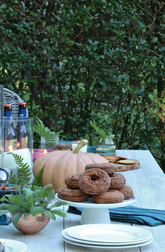 Simple Fall Outdoor Tablescape Using Jewel Tones + Ferns