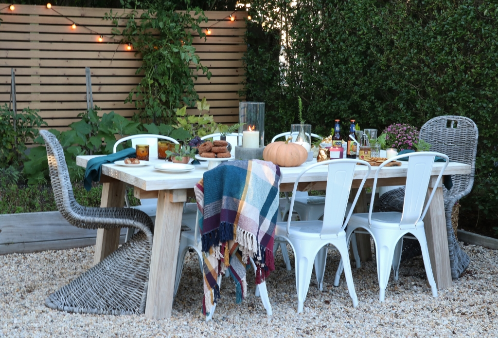 Simple Fall Outdoor Tablescape Using Jewel Tones + Ferns