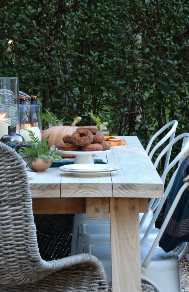 Simple Fall Outdoor Tablescape Using Jewel Tones + Ferns