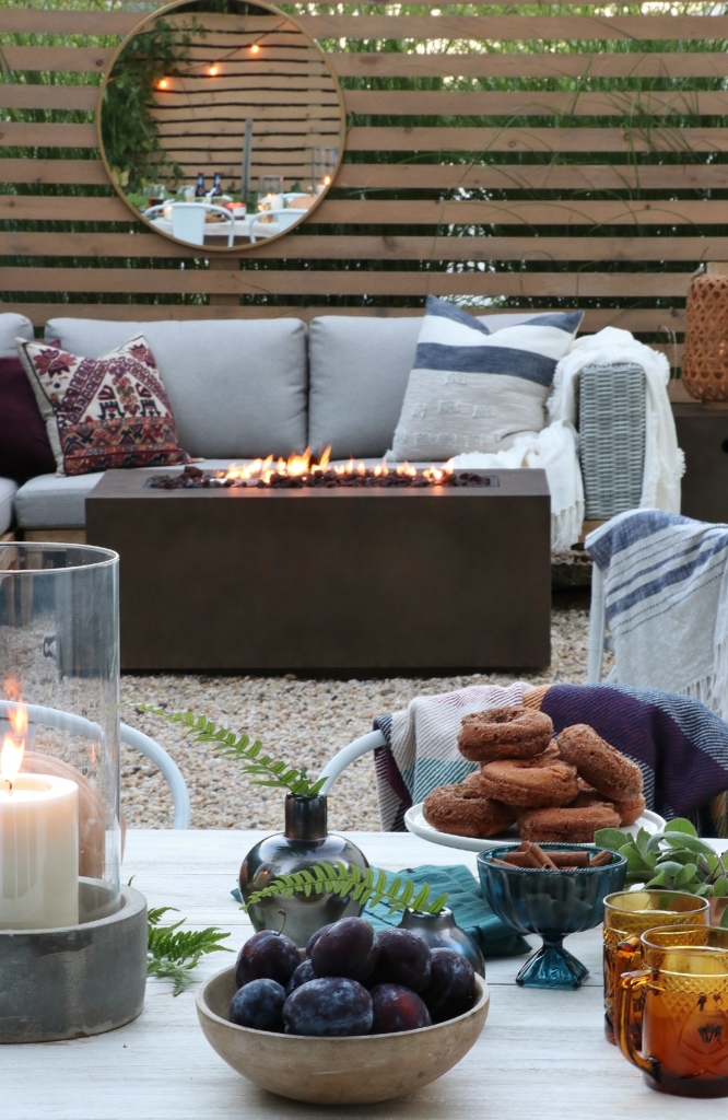 Simple Fall Outdoor Tablescape Using Jewel Tones + Ferns