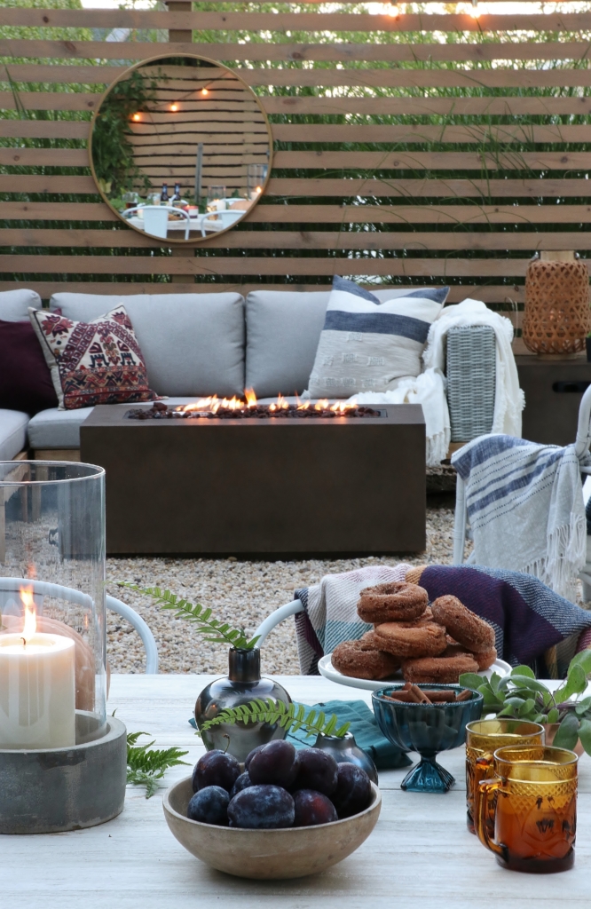 Simple Fall Outdoor Tablescape Using Jewel Tones + Ferns