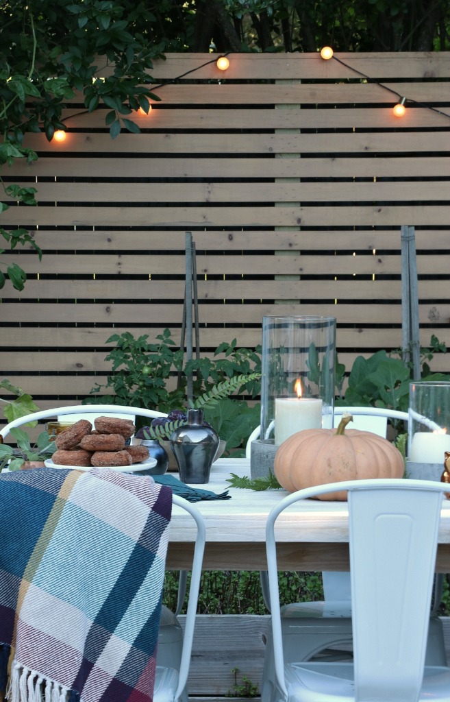 Simple Fall Outdoor Tablescape Using Jewel Tones + Ferns