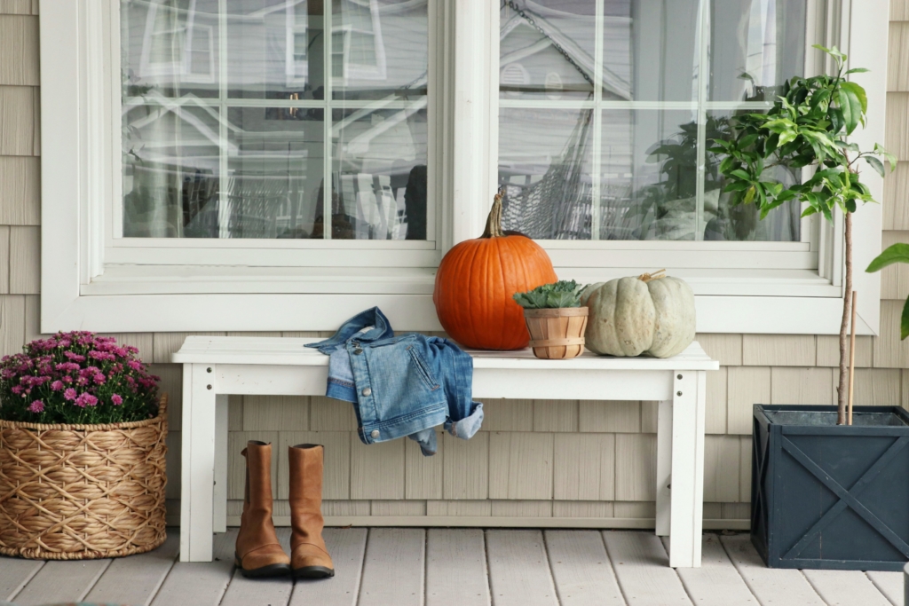 Natural + Neutral Fall Porch With Cozy Textures