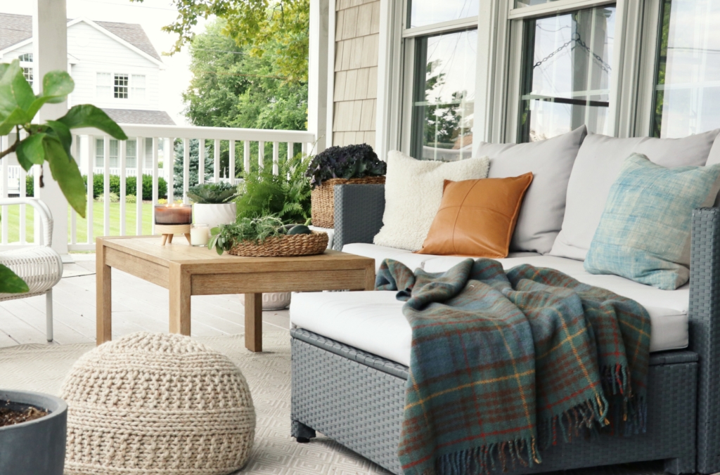 Natural + Neutral Fall Porch With Cozy Textures