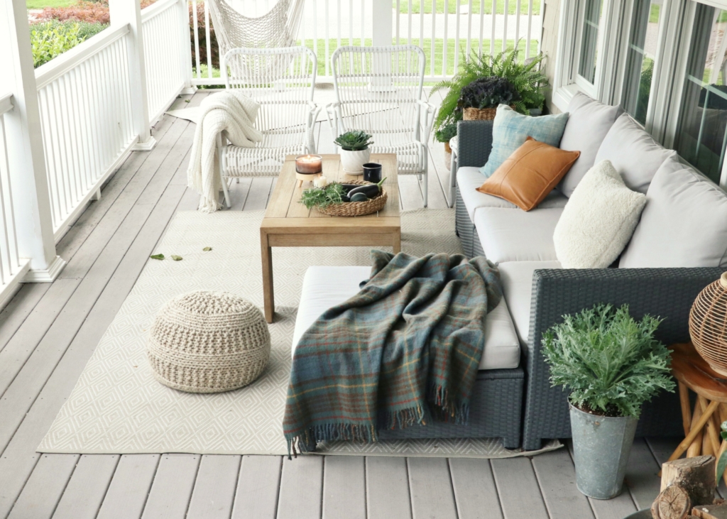 Natural + Neutral Fall Porch With Cozy Textures