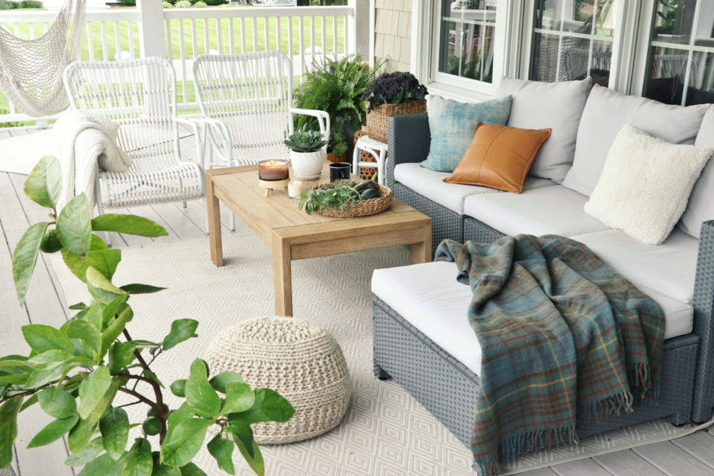 Natural + Neutral Fall Porch With Cozy Textures