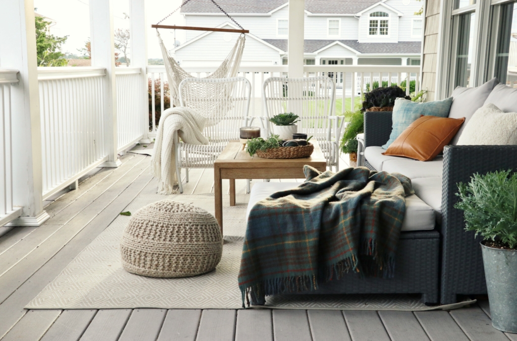 Natural + Neutral Fall Porch With Cozy Textures