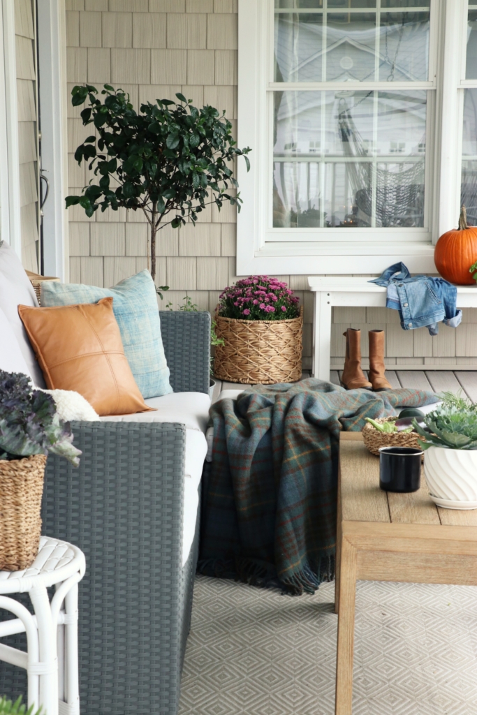 Natural + Neutral Fall Porch With Cozy Textures