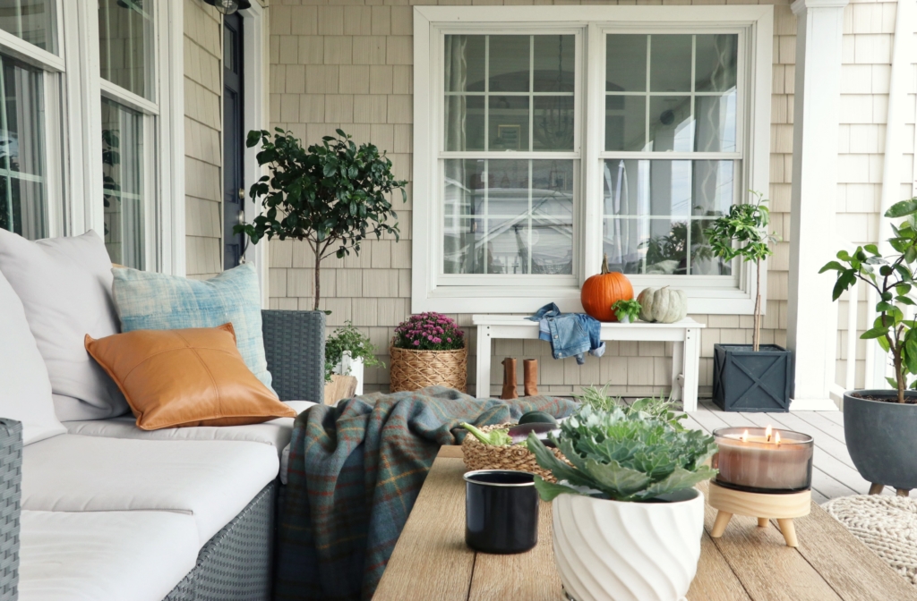 Natural + Neutral Fall Porch With Cozy Textures