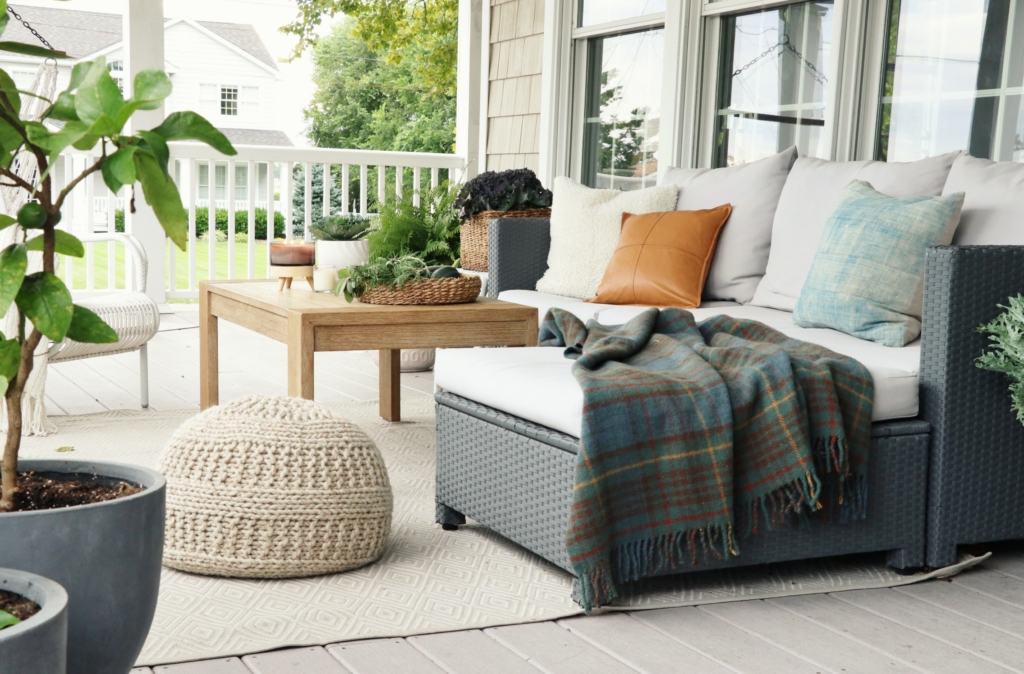 Natural + Neutral Fall Porch With Cozy Textures