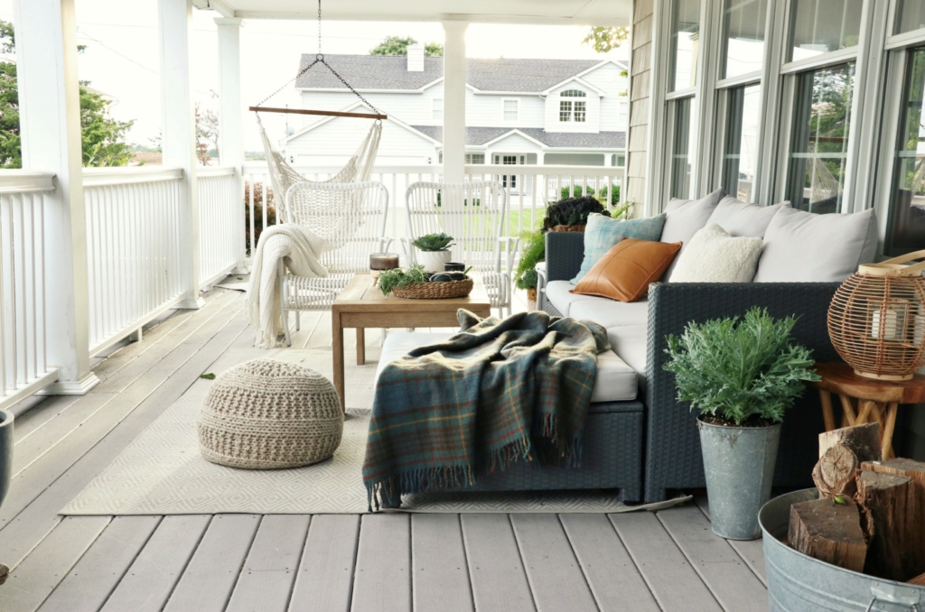 Natural + Neutral Fall Porch With Cozy Textures