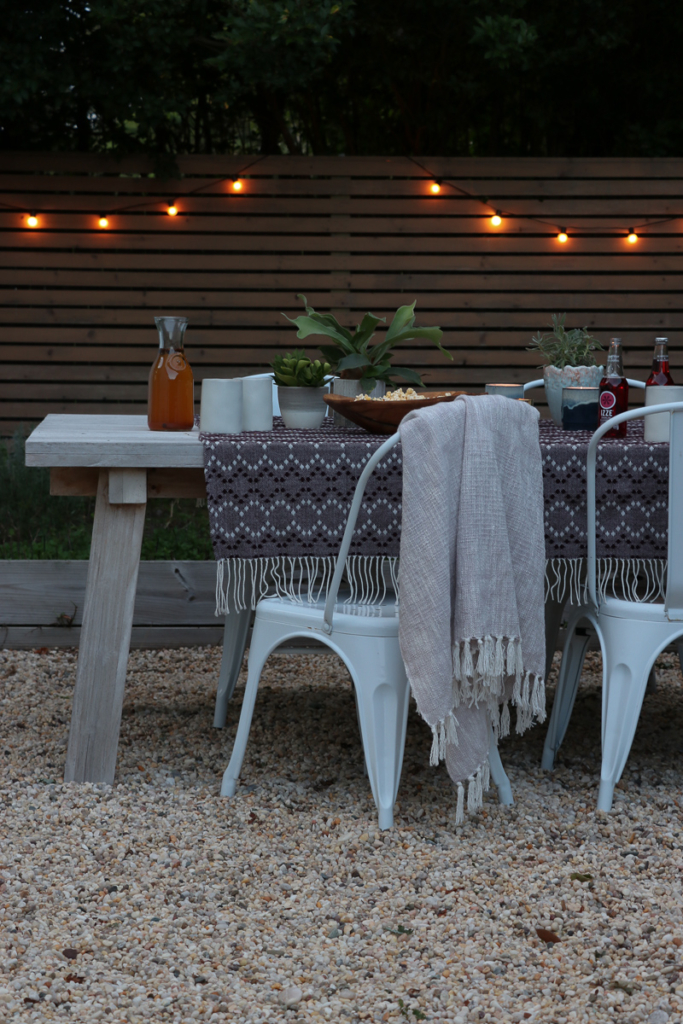 Outdoor Fall Table. Use throw for a table cover