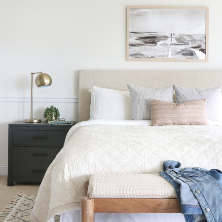 Casual Hamptons Master Bedroom Reveal-The Look For Less