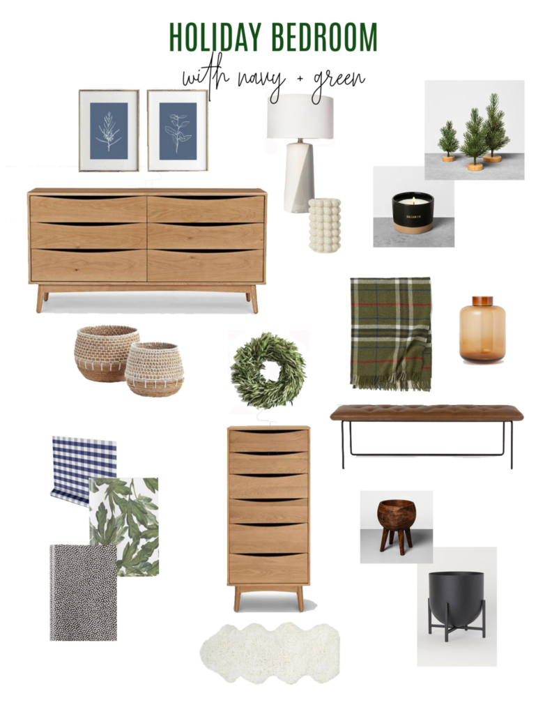 Navy + Green Holiday Bedroom-Seasons Of Home