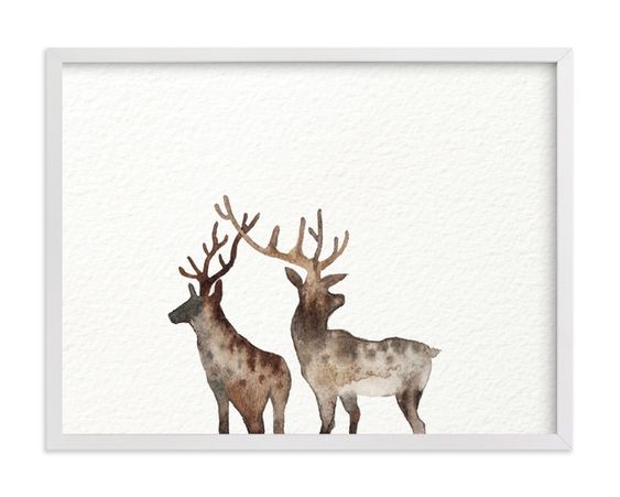 Reindeer Watercolor Art-Minted