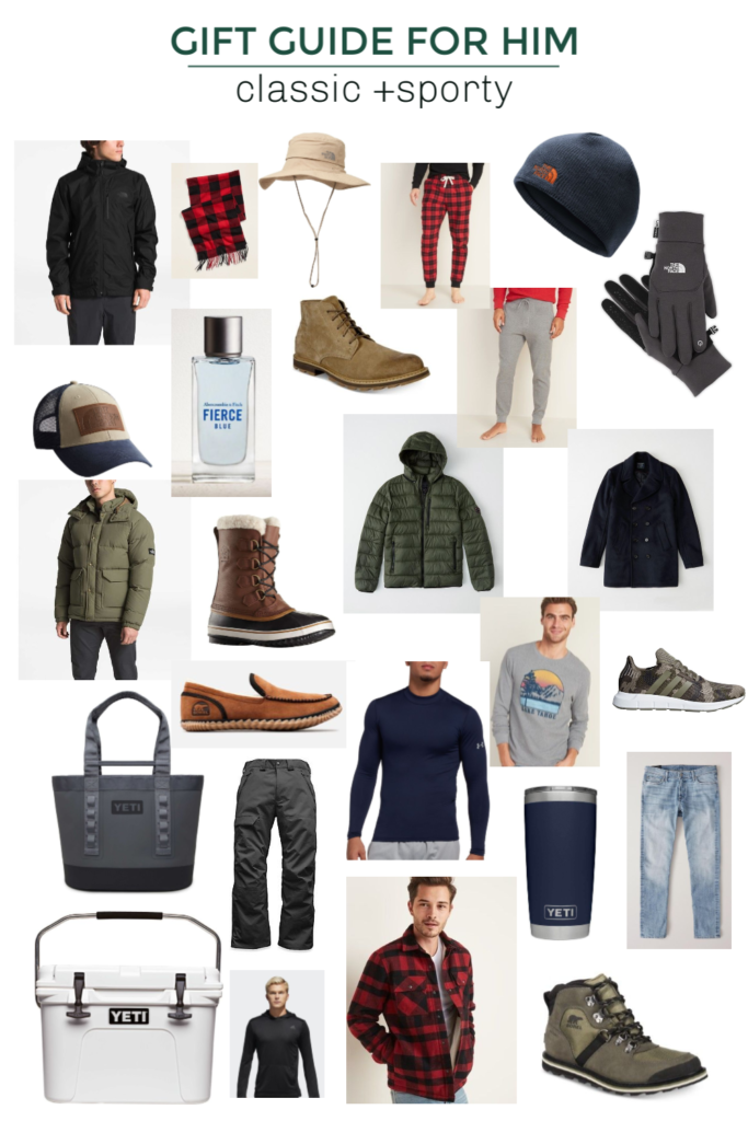 Last Minute Classic + Sporty Gift Ideas For Him. Yeti, North Face, Ambercrombie, Sorel