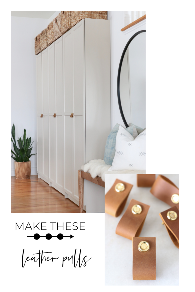 DIY Leather Cabinet Pulls + Billy Bookcase Hack