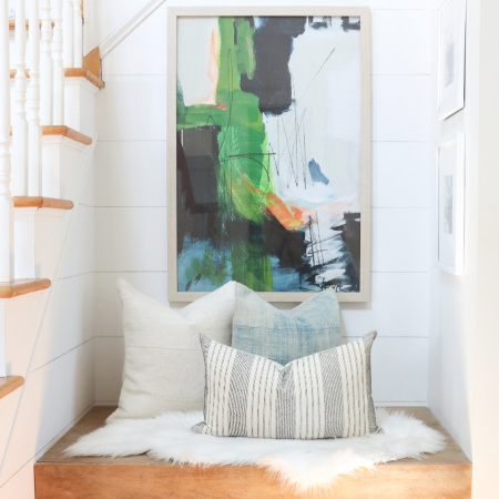 Modern Coastal Summer Nook With New Abstract Painting + Book Update