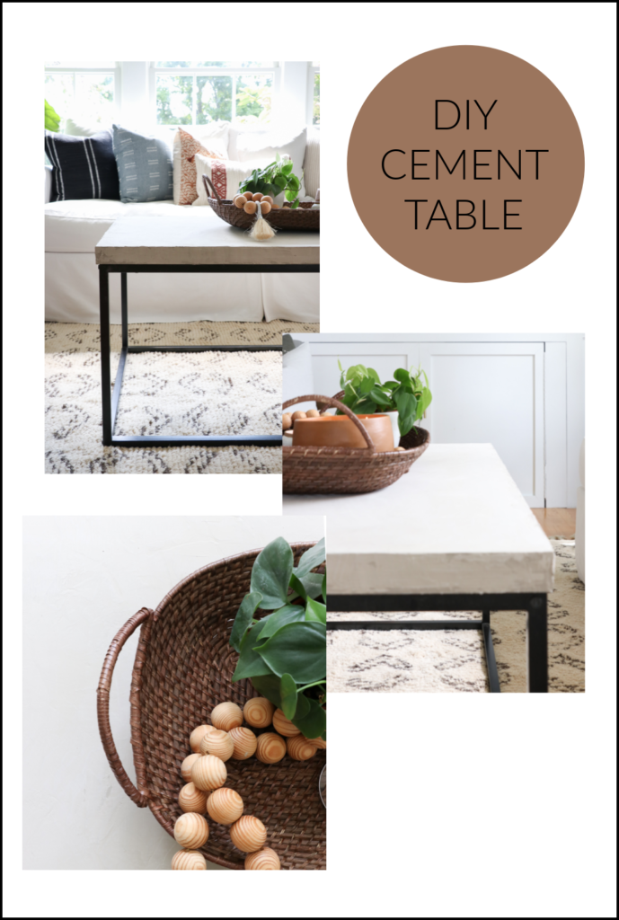 Cozy Fall Den + DIY Concrete Coffee Table. Simple how to make your own stone/plaster mixture. Cozy touches from Target.