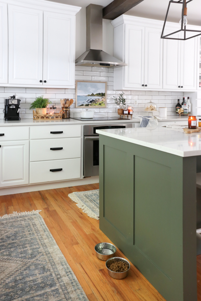 Kitchen With Cast Iron Island. Cozy + Layered Fall Family Room + Kitchen Details.