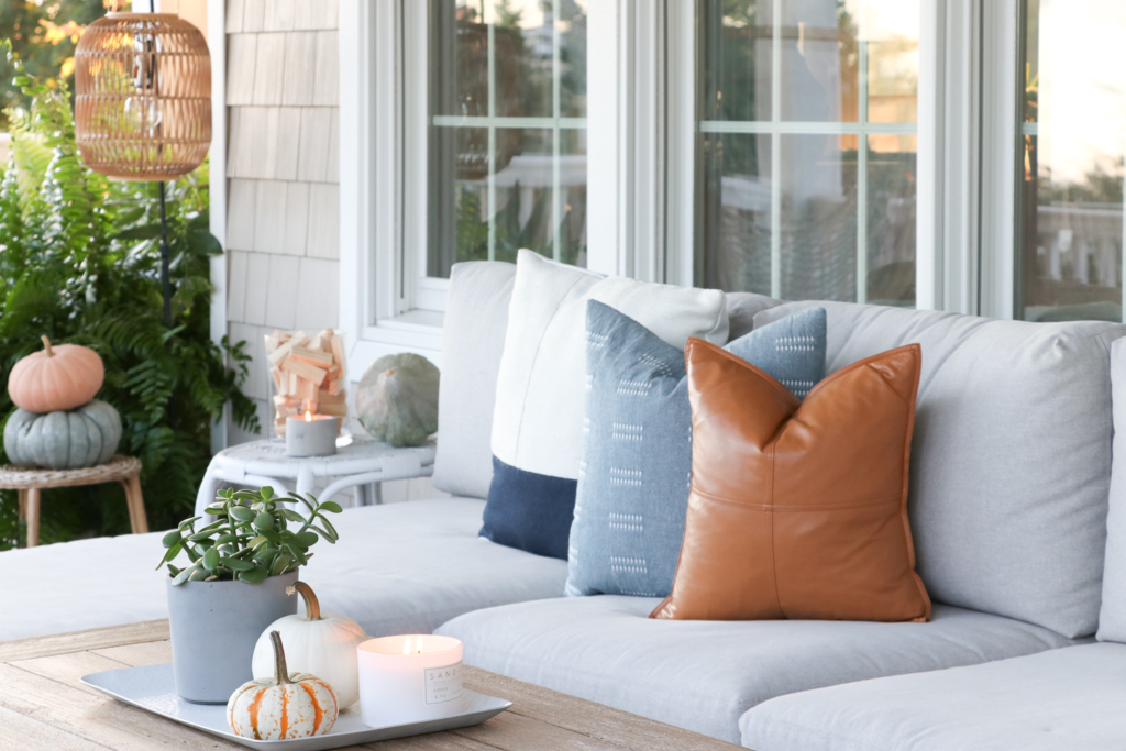 Cozy fall farmhouse porch. Seasons of Home Cozy Fall Tour 