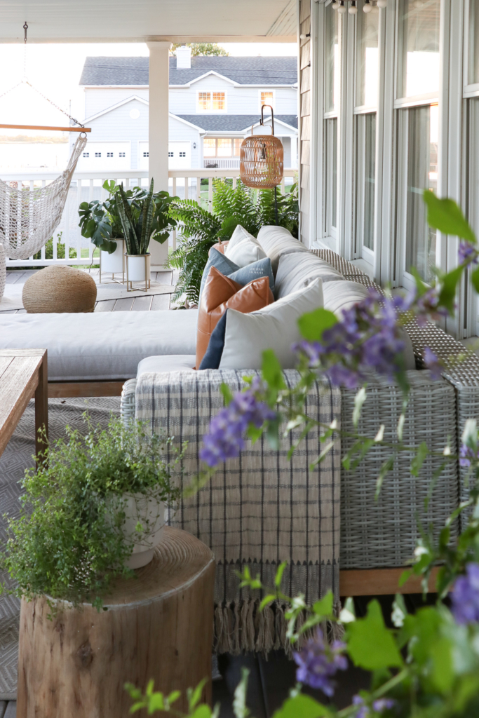 Cozy fall farmhouse porch. Seasons of Home Cozy Fall Tour 