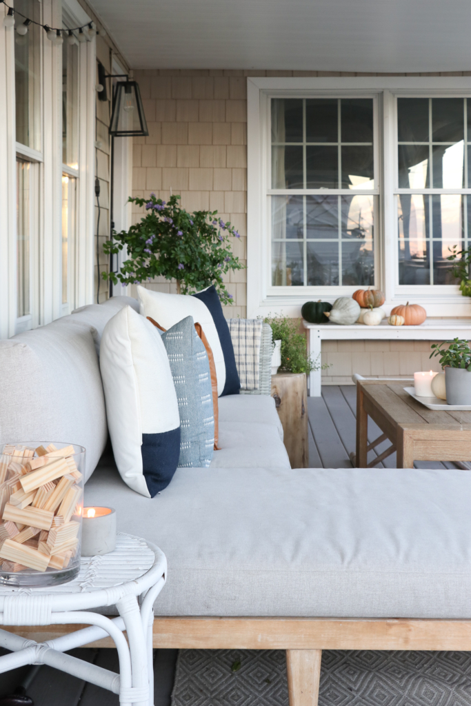 Cozy fall farmhouse porch. Seasons of Home Cozy Fall Tour 