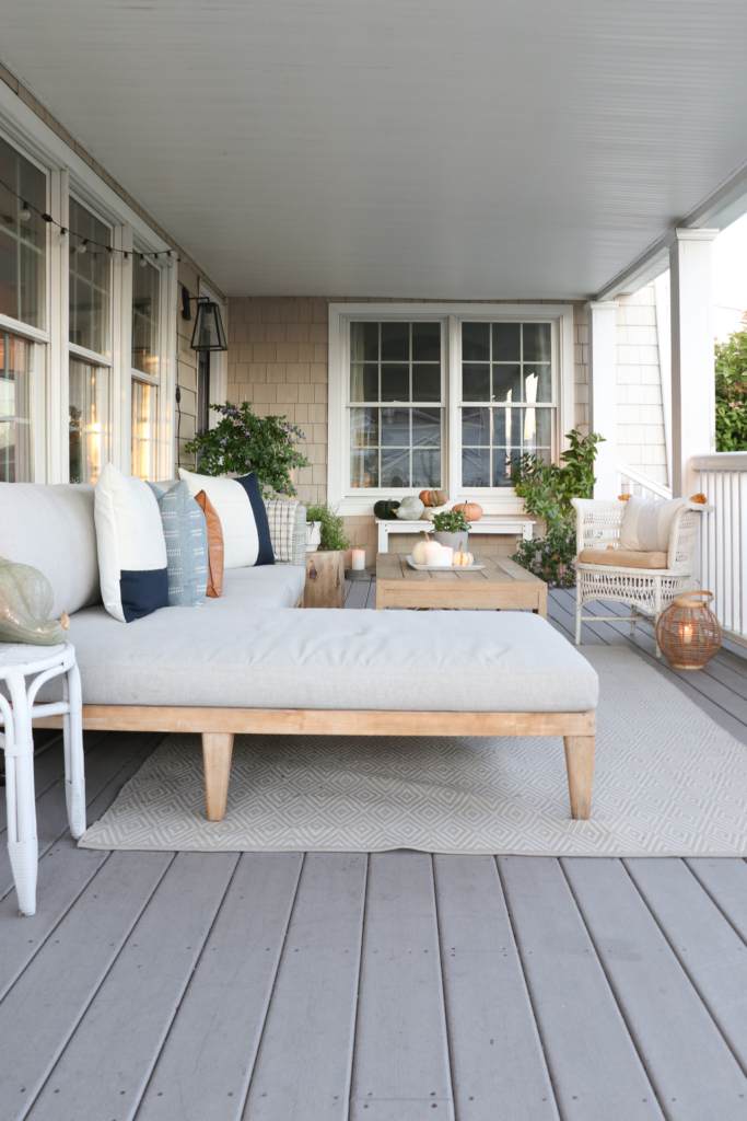 Cozy fall farmhouse porch. Seasons of Home Cozy Fall Tour 