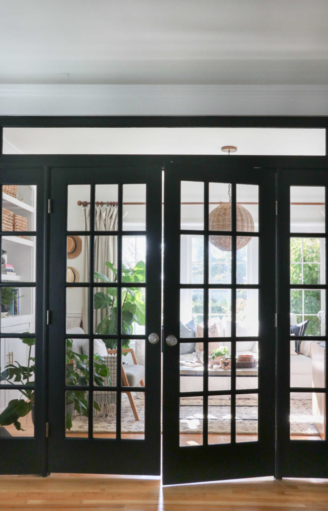 Double French Doors for Interior or Exterior in Painted Black Finish