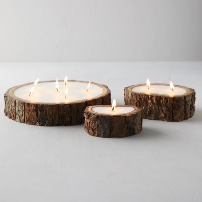 Log Candles Terrain. Aspen Holiday-This Year's Christmas Concept.