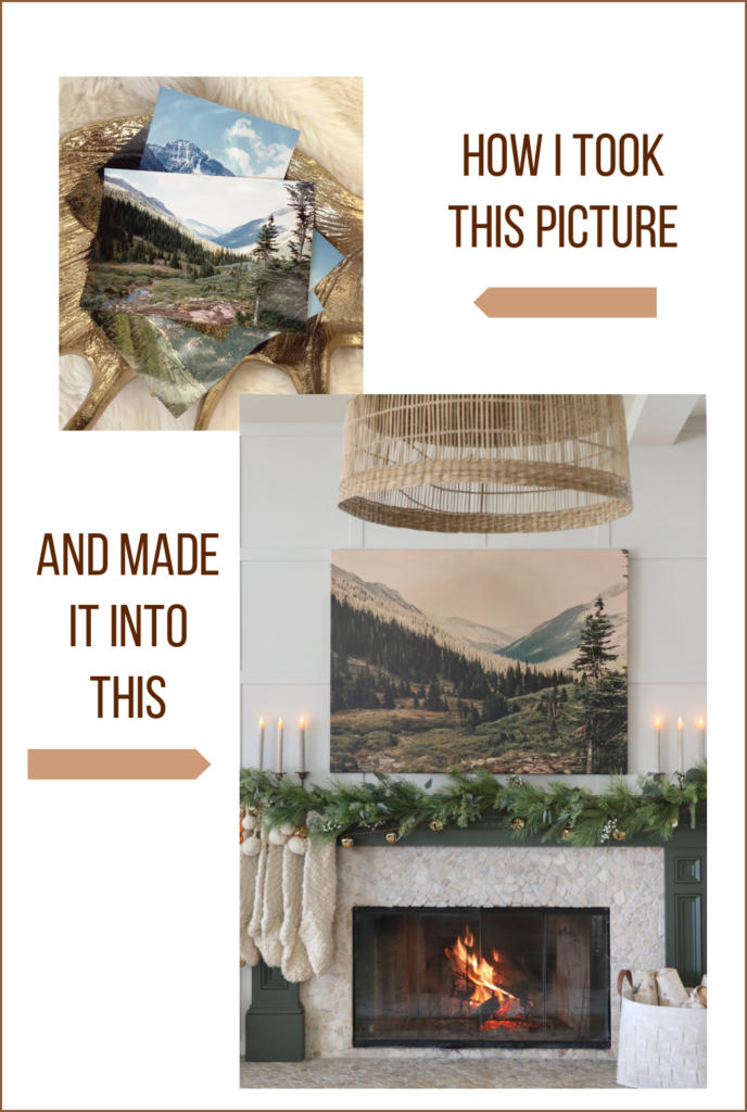 Aspen Inspired Christmas Mantle & Why It's My Favorite. How I took my husband's old picture of Aspen Mountain and had it printed onto a large canvas.