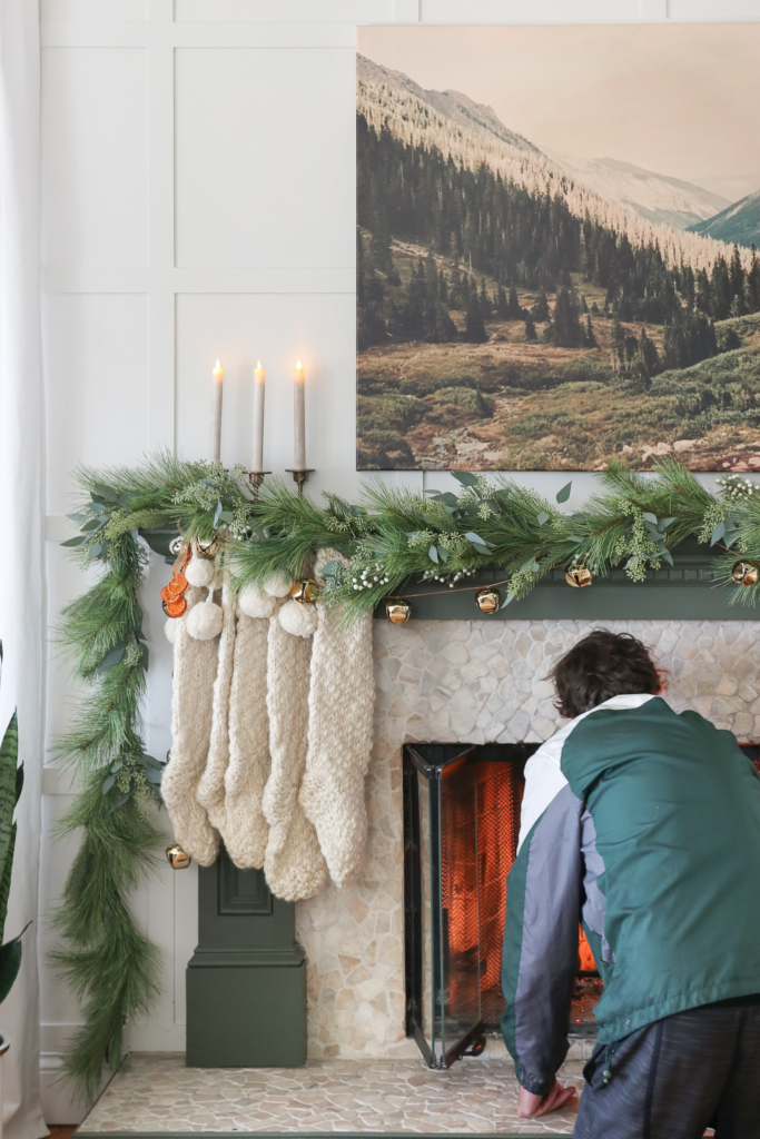 Aspen Inspired Christmas Mantle & Why It's My Favorite. How I took my husband's old picture of Aspen Mountain and had it printed onto a large canvas.