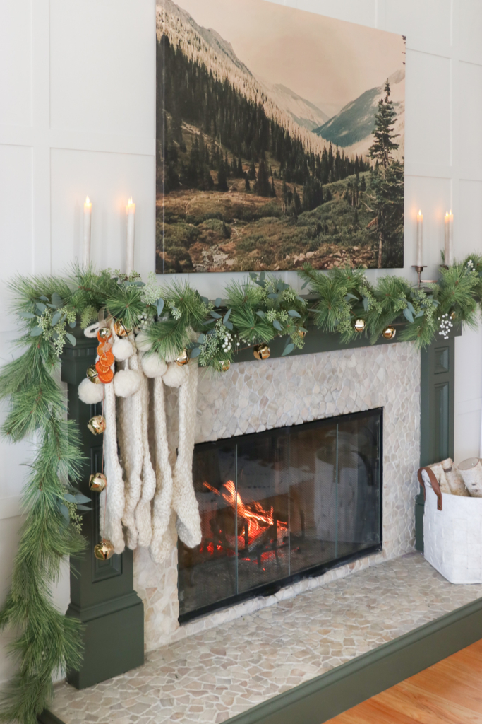 Aspen Inspired Christmas Mantle & Why It's My Favorite. How I took my husband's old picture of Aspen Mountain and had it printed onto a large canvas.