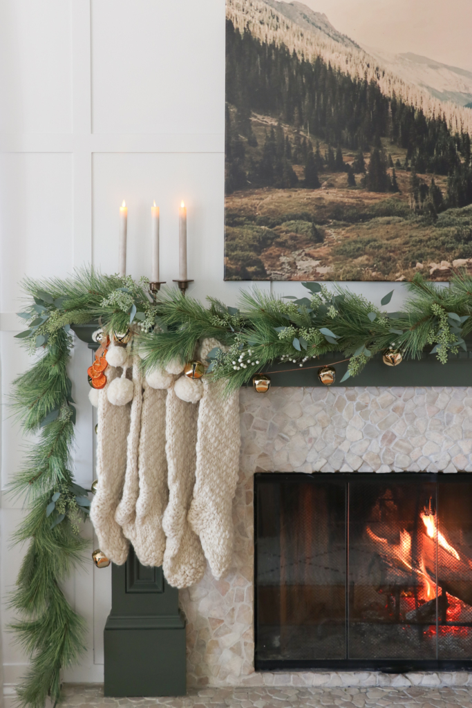 Aspen Inspired Christmas Mantle & Why It's My Favorite. How I took my husband's old picture of Aspen Mountain and had it printed onto a large canvas.