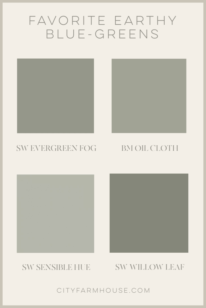 Favorite Earthy Blue Green Paint Colors